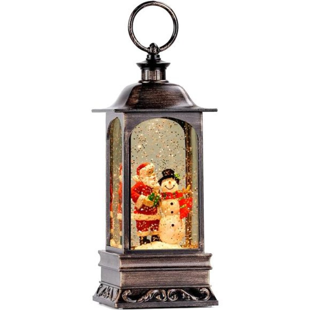 Christmas Decorations Musical Snow Globe Lantern, Glittering Lighted Plug-in